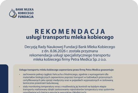 Petra Medica z rekomendacją Fundacji Bank Mleka Kobiecego 